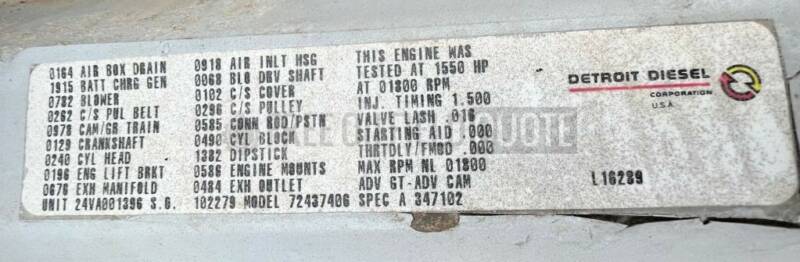 Low Hours Detroit Diesel 24V71TT Diesel Engine (2)