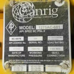 Canrig 1275 plate